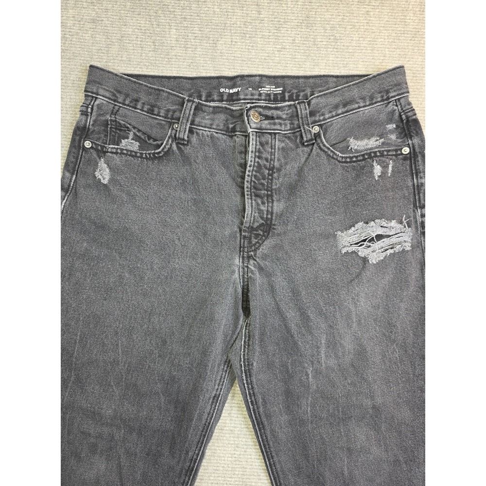 Old Navy Straight LegvWomens Size 12 High Rise Button Fly Distressed Jeans - Picture 2 of 12